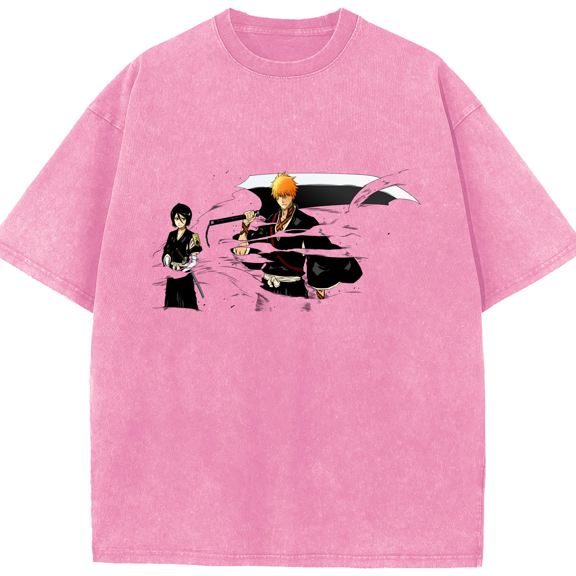 （画像用） ブリーチ 黒崎一護（くろさき いちご）BLEACH Kurosaki Ichigo 綿100% ヴィンテージ風 半袖Tシャツ（フロントプリント）